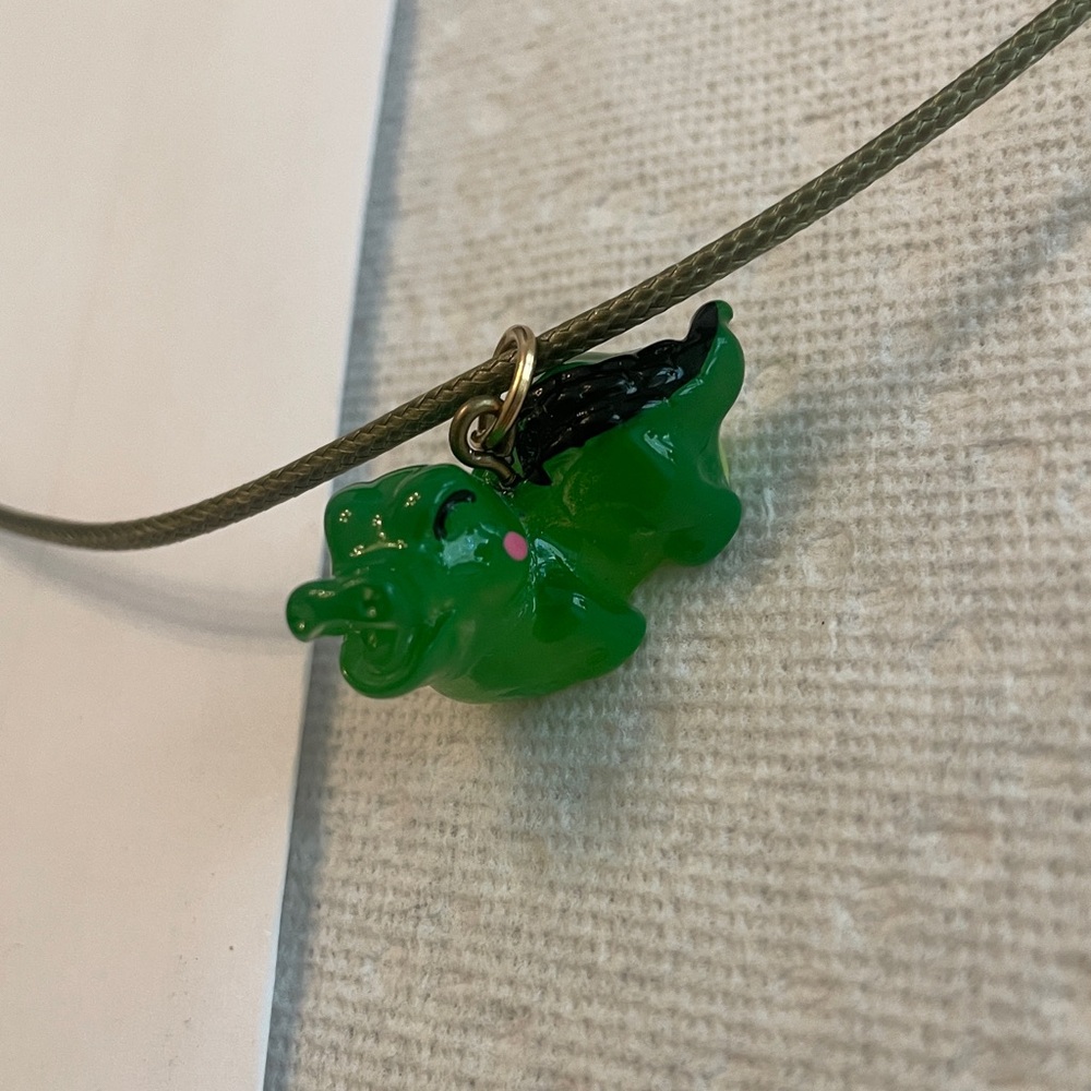 Green Alligator Pendant Necklace